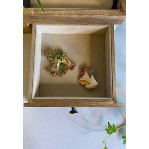 Retro Christmas Bell Pin Set